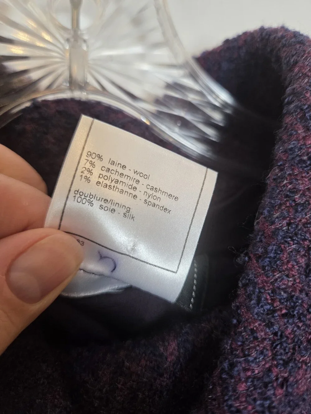 CHANEL Purple Wool Sheath Dress Cashmere Silk Designer Quiet Luxury EU 42